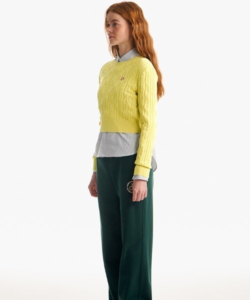 KIRSH(キルシー)の「KIRSH SMALL CHERRY CABLE CROP KNIT/キルシースモールチェリーケーブルクロップニット(ニット/セーター・レディース・アイボリー/パープル/ネイビー/ライトグリーン/ピンク・ONE SIZE)」の16枚目の写真