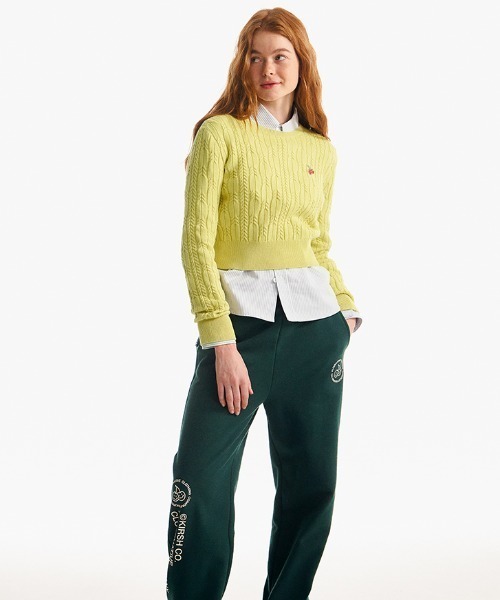 KIRSH(キルシー)の「KIRSH SMALL CHERRY CABLE CROP KNIT/キルシースモールチェリーケーブルクロップニット(ニット/セーター・レディース・アイボリー/パープル/ネイビー/ライトグリーン/ピンク・ONE SIZE)」の18枚目の写真