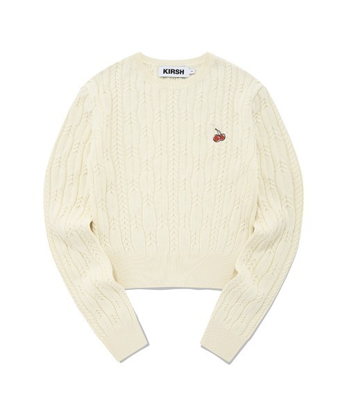 KIRSH(キルシー)の「KIRSH SMALL CHERRY CABLE CROP KNIT/キルシースモールチェリーケーブルクロップニット(ニット/セーター・レディース・アイボリー/パープル/ネイビー/ライトグリーン/ピンク・ONE SIZE)」の11枚目の写真
