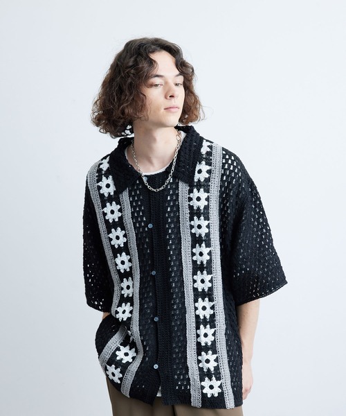 JUNRED（ジュンレッド）の「フラワークロシェハーフスリーブシャツ（シャツ/ブラウス・メンズ・ブラック/ブルー系その他4/ライトグレー・M/L）」の15枚目の写真