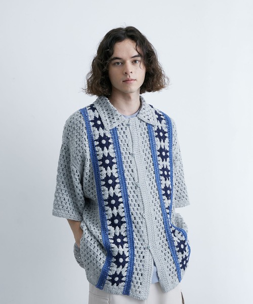 JUNRED（ジュンレッド）の「フラワークロシェハーフスリーブシャツ（シャツ/ブラウス・メンズ・ブラック/ブルー系その他4/ライトグレー・M/L）」の19枚目の写真