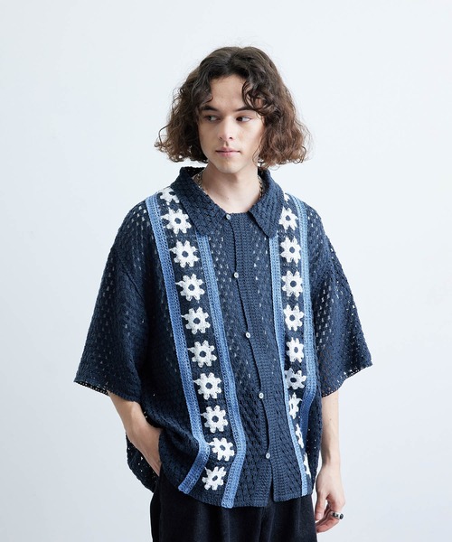 JUNRED（ジュンレッド）の「フラワークロシェハーフスリーブシャツ（シャツ/ブラウス・メンズ・ブラック/ブルー系その他4/ライトグレー・M/L）」の13枚目の写真