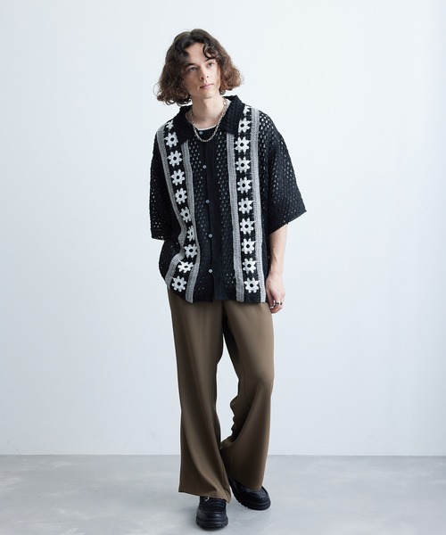 JUNRED（ジュンレッド）の「フラワークロシェハーフスリーブシャツ（シャツ/ブラウス・メンズ・ブラック/ブルー系その他4/ライトグレー・M/L）」の8枚目の写真