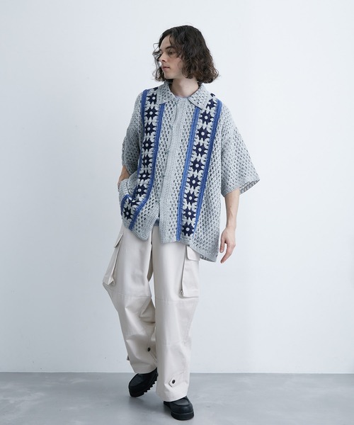 JUNRED（ジュンレッド）の「フラワークロシェハーフスリーブシャツ（シャツ/ブラウス・メンズ・ブラック/ブルー系その他4/ライトグレー・M/L）」の16枚目の写真