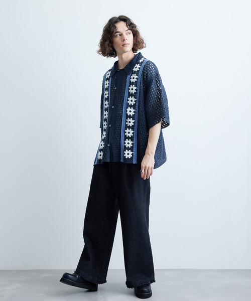 JUNRED（ジュンレッド）の「フラワークロシェハーフスリーブシャツ（シャツ/ブラウス・メンズ・ブラック/ブルー系その他4/ライトグレー・M/L）」の20枚目の写真