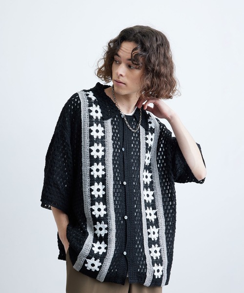 JUNRED（ジュンレッド）の「フラワークロシェハーフスリーブシャツ（シャツ/ブラウス・メンズ・ブラック/ブルー系その他4/ライトグレー・M/L）」の21枚目の写真