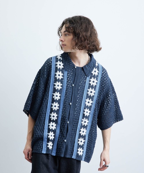 JUNRED（ジュンレッド）の「フラワークロシェハーフスリーブシャツ（シャツ/ブラウス・メンズ・ブラック/ブルー系その他4/ライトグレー・M/L）」の22枚目の写真