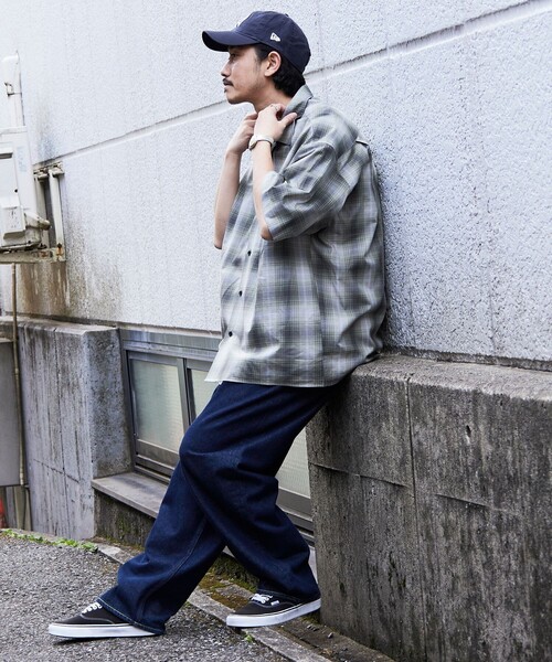 FREAK'S STORE（フリークスストア）の「【限定展開】 Relax Fit リラックスフィット オープンカラー オンブレチェック ショートスリーブシャツ（シャツ/ブラウス・メンズ・オリーブ/ブラック/ブルー・MEDIUM/LARGE/SMALL）」の19枚目の写真