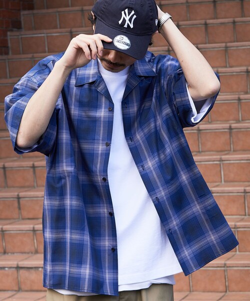 FREAK'S STORE（フリークスストア）の「【限定展開】 Relax Fit リラックスフィット オープンカラー オンブレチェック ショートスリーブシャツ（シャツ/ブラウス・メンズ・オリーブ/ブラック/ブルー・MEDIUM/LARGE/SMALL）」の13枚目の写真