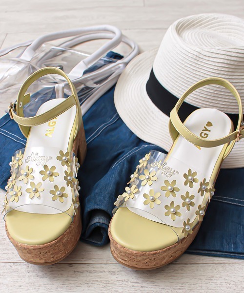 algy（アルジー）の「（ALGY）小花モチーフ クリア素材 ボリュームサンダル（サンダル・キッズ・ブラック/イエロー/ライトグリーン/ホワイト・19.0cm/20.0cm/21.0cm/22.0cm/23.0cm/24.0cm）」の4枚目の写真