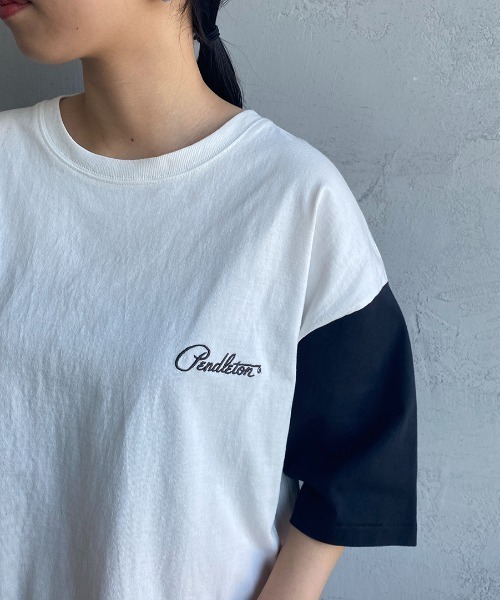 PENDLETON（ペンドルトン）の「[PENDLETON/ペンドルトン] 別注 ネイティブ柄バックプリント ショートスリーブTシャツ（Tシャツ/カットソー・レディース・ホワイト/ブラック/ブルー/ホワイト×ブラック/イエロー/ホワイト系その他/グリーン/ホワイト×ブルー・S/M/L/XL）」の12枚目の写真