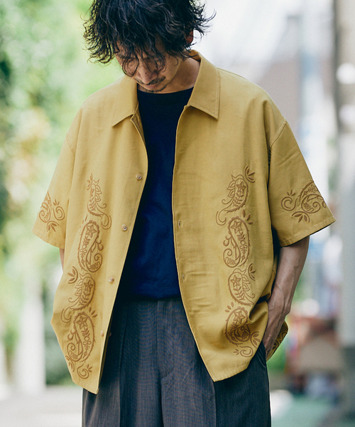 KARU RESEARCH エンブロイダリー シャツ 長袖 スパンコール M KARU RESEARCH エンブロイダリー シャツ 長袖 スパンコール M
