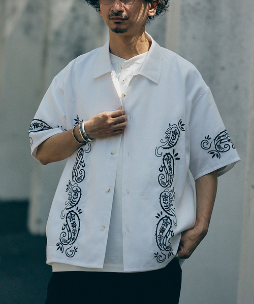 セール】エンブロイダリーペイズリー レギュラー半袖シャツ（シャツ