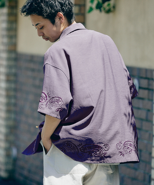 JOURNAL STANDARD relume（ジャーナルスタンダード　レリューム）の「エンブロイダリーペイズリー レギュラー半袖シャツ（シャツ/ブラウス・メンズ・ホワイト/パープル/Mustard・MEDIUM/LARGE）」の14枚目の写真