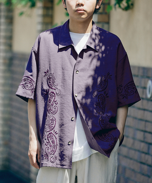 JOURNAL STANDARD relume（ジャーナルスタンダード　レリューム）の「エンブロイダリーペイズリー レギュラー半袖シャツ（シャツ/ブラウス・メンズ・ホワイト/パープル/Mustard・MEDIUM/LARGE）」の15枚目の写真