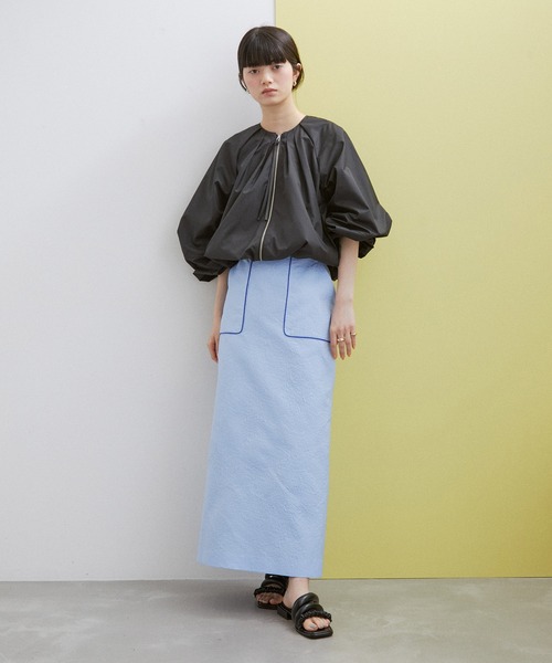 ADAM ET ROPE'（アダムエロペ）の「【WEB限定】ジャカードリーンスカート（スカート・レディース・オフホワイト/サックスブルー/ブラック・38/36）」の14枚目の写真