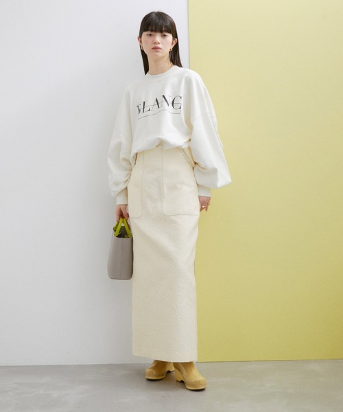 ADAM ET ROPE'（アダムエロペ）の「【WEB限定】ジャカードリーンスカート（スカート・レディース・オフホワイト/サックスブルー/ブラック・38/36）」の6枚目の写真