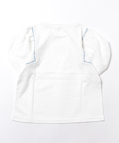 pom ponette junior(ポンポネットジュニア)の「【リバティファブリック】ボリュームスリーブトップス(Tシャツ/カットソー・キッズ・ホワイト/ライトブルー・L/M/LL/S)」の3枚目の写真