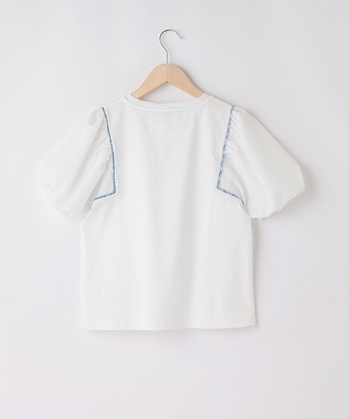 pom ponette junior(ポンポネットジュニア)の「【リバティファブリック】ボリュームスリーブトップス(Tシャツ/カットソー・キッズ・ホワイト/ライトブルー・L/M/LL/S)」の4枚目の写真