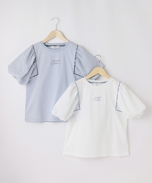 pom ponette junior(ポンポネットジュニア)の「【リバティファブリック】ボリュームスリーブトップス(Tシャツ/カットソー・キッズ・ホワイト/ライトブルー・L/M/LL/S)」の12枚目の写真