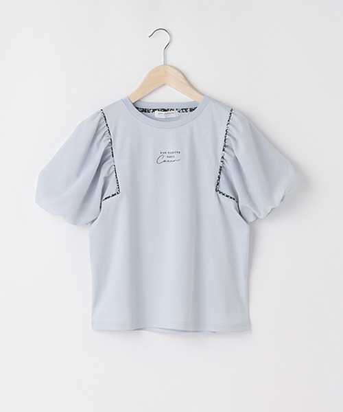 pom ponette junior(ポンポネットジュニア)の「【リバティファブリック】ボリュームスリーブトップス(Tシャツ/カットソー・キッズ・ホワイト/ライトブルー・L/M/LL/S)」の15枚目の写真