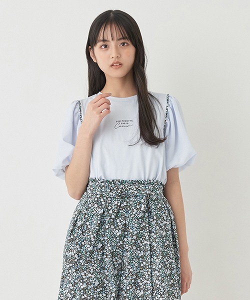 pom ponette junior(ポンポネットジュニア)の「【リバティファブリック】ボリュームスリーブトップス(Tシャツ/カットソー・キッズ・ホワイト/ライトブルー・L/M/LL/S)」の13枚目の写真