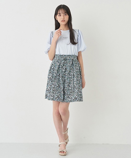 pom ponette junior(ポンポネットジュニア)の「【リバティファブリック】ボリュームスリーブトップス(Tシャツ/カットソー・キッズ・ホワイト/ライトブルー・L/M/LL/S)」の14枚目の写真