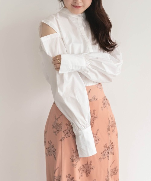 RANDA（ランダ）の「マルチウェイオーバーシャツ（シャツ/ブラウス・レディース・ホワイト/ピンク/ストライプ・FREE）」の2枚目の写真