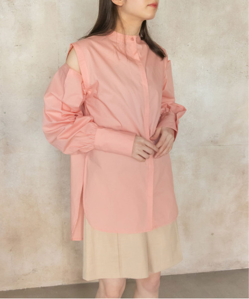 RANDA（ランダ）の「マルチウェイオーバーシャツ（シャツ/ブラウス・レディース・ホワイト/ピンク/ストライプ・FREE）」の8枚目の写真