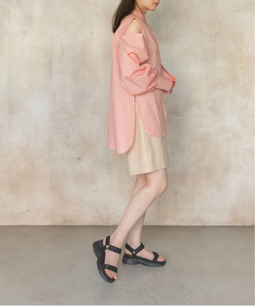 RANDA（ランダ）の「マルチウェイオーバーシャツ（シャツ/ブラウス・レディース・ホワイト/ピンク/ストライプ・FREE）」の10枚目の写真