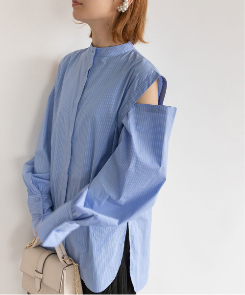 RANDA（ランダ）の「マルチウェイオーバーシャツ（シャツ/ブラウス・レディース・ホワイト/ピンク/ストライプ・FREE）」の11枚目の写真