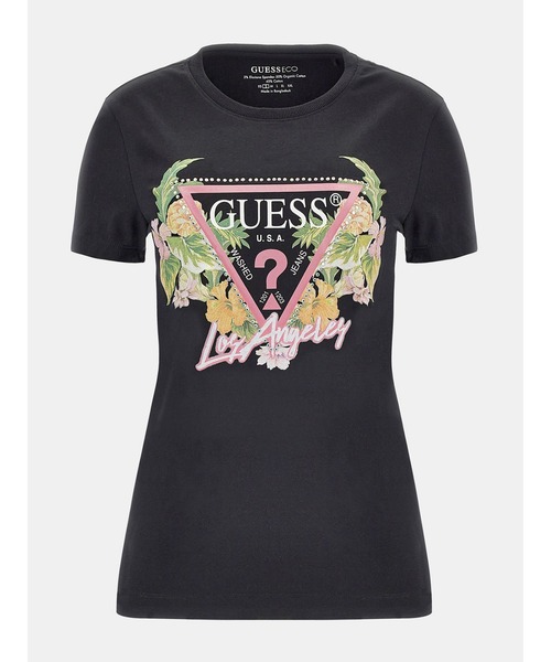 Guess（ゲス）の「Triangle Flowers Tee（Tシャツ/カットソー・レディース・ブラック/ライトピンク/ホワイト/ピンク・X-SMALL/SMALL/MEDIUM/LARGE）」の3枚目の写真
