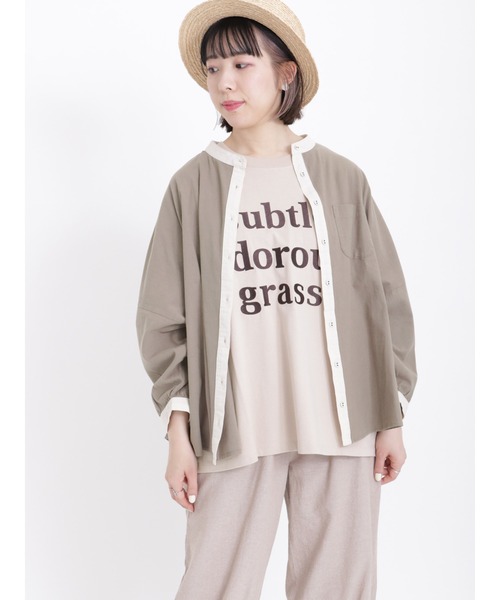 Samansa Mos2（サマンサ モスモス）の「ドルマンスリーブクレリックシャツ（シャツ/ブラウス・レディース・ブルー/ブラック/ベージュ/モカ・ﾌﾘ-）」の16枚目の写真