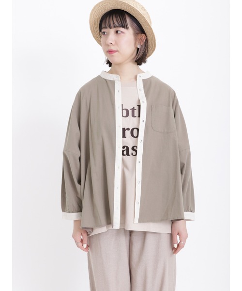 Samansa Mos2（サマンサ モスモス）の「ドルマンスリーブクレリックシャツ（シャツ/ブラウス・レディース・ブルー/ブラック/ベージュ/モカ・ﾌﾘ-）」の20枚目の写真