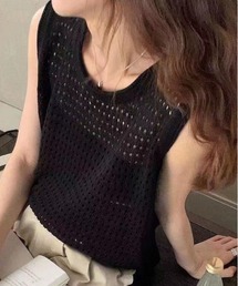透か編み ノースリーブ プルオーバー