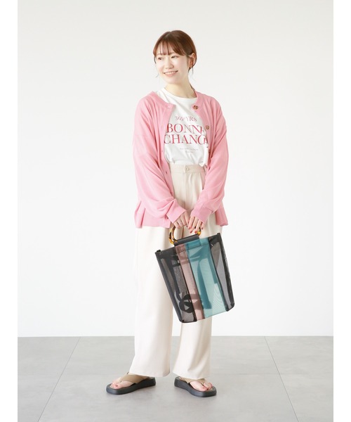 ehka sopo（エヘカソポ）の「シアーカーディガン（カーディガン/ボレロ・レディース・グレー/ブラック/ピンク/キナリ・F）」の6枚目の写真