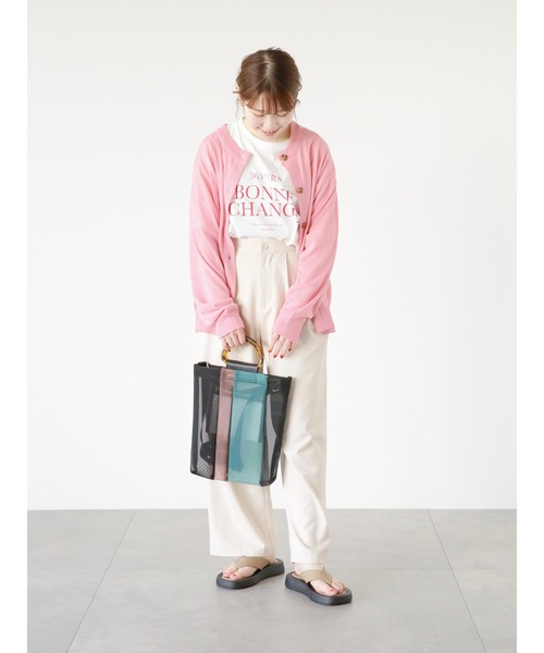 ehka sopo（エヘカソポ）の「シアーカーディガン（カーディガン/ボレロ・レディース・グレー/ブラック/ピンク/キナリ・F）」の7枚目の写真