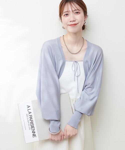 natural couture(ナチュラルクチュール)の「UVカットショートニットボレロ(カーディガン/ボレロ・レディース・オフホワイト/サックスブルー/ブラック/ベージュ・FREE)」の19枚目の写真