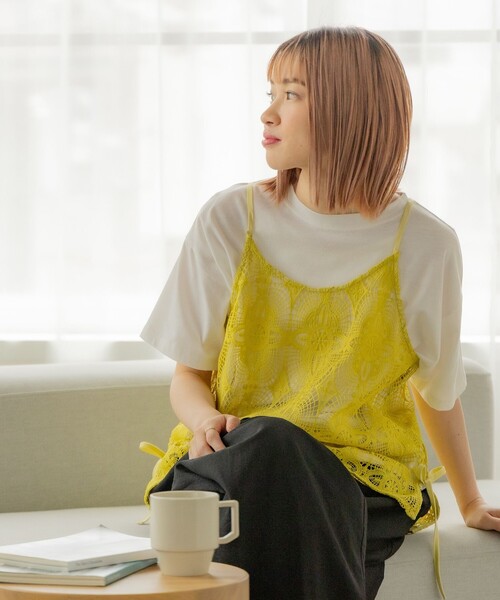 BEAMS HEART(ビームスハート)の「【2点セット】シアーレースビスチェ × Tシャツ(Tシャツ/カットソー・レディース・ナチュラル/イエロー系その他2/ブラック系その他4・FREE)」の10枚目の写真