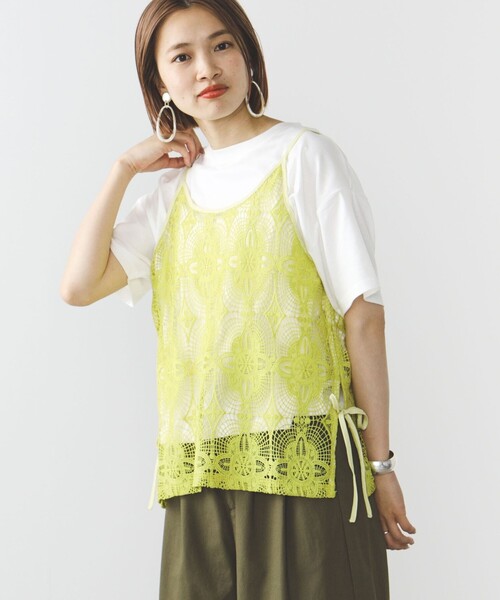 BEAMS HEART(ビームスハート)の「【2点セット】シアーレースビスチェ × Tシャツ(Tシャツ/カットソー・レディース・ナチュラル/イエロー系その他2/ブラック系その他4・FREE)」の12枚目の写真