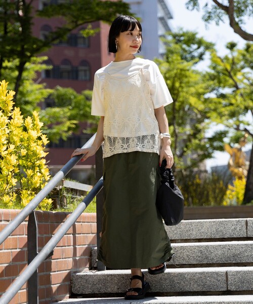 BEAMS HEART(ビームスハート)の「【2点セット】シアーレースビスチェ × Tシャツ(Tシャツ/カットソー・レディース・ナチュラル/イエロー系その他2/ブラック系その他4・FREE)」の18枚目の写真