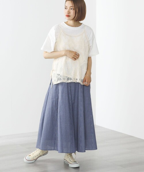 BEAMS HEART(ビームスハート)の「【2点セット】シアーレースビスチェ × Tシャツ(Tシャツ/カットソー・レディース・ナチュラル/イエロー系その他2/ブラック系その他4・FREE)」の20枚目の写真
