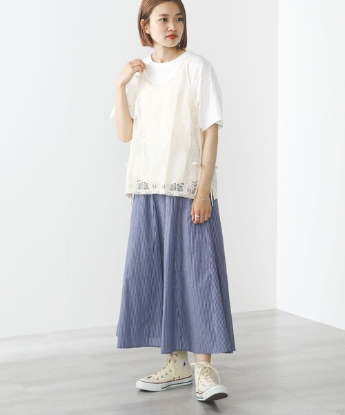 BEAMS HEART(ビームスハート)の「【2点セット】シアーレースビスチェ × Tシャツ(Tシャツ/カットソー・レディース・ナチュラル/イエロー系その他2/ブラック系その他4・FREE)」の21枚目の写真