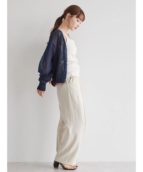 AMERICAN HOLIC（アメリカンホリック）の「Vネック配色シアーカーディガン（カーディガン/ボレロ・レディース・ブラック/グリーン/ネイビー・L/M）」の13枚目の写真