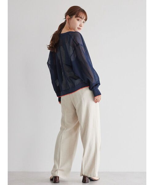 AMERICAN HOLIC（アメリカンホリック）の「Vネック配色シアーカーディガン（カーディガン/ボレロ・レディース・ブラック/グリーン/ネイビー・L/M）」の14枚目の写真