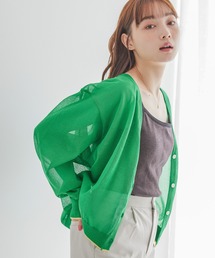 AMERICAN HOLIC | Vネック配色シアーカーディガン(カーディガン/ボレロ)