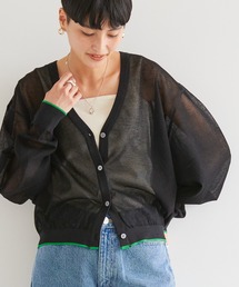 AMERICAN HOLIC | Vネック配色シアーカーディガン(カーディガン/ボレロ)