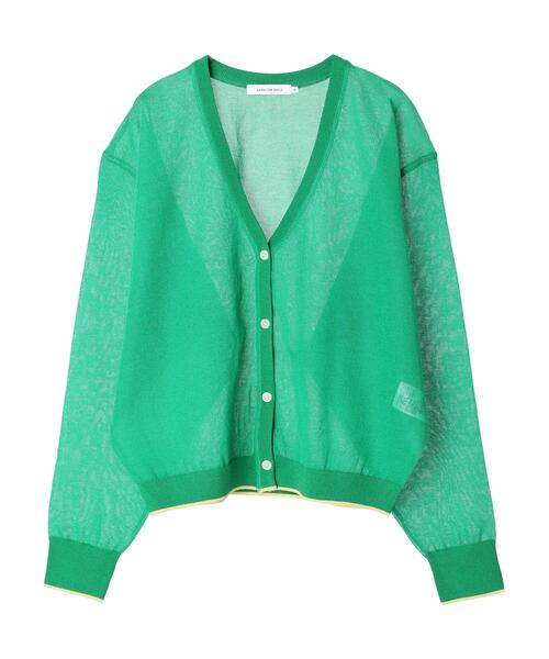 AMERICAN HOLIC（アメリカンホリック）の「Vネック配色シアーカーディガン（カーディガン/ボレロ・レディース・ブラック/グリーン/ネイビー・L/M）」の4枚目の写真