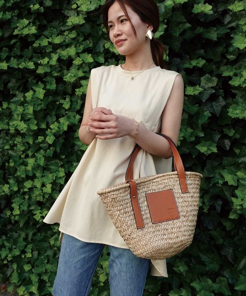 CORNERS（コーナーズ）の「シルケット天竺Aラインタンクチュニック（タンクトップ・レディース・グリーン/ホワイト/ブラック/ブルー/クリーム・M）」の4枚目の写真