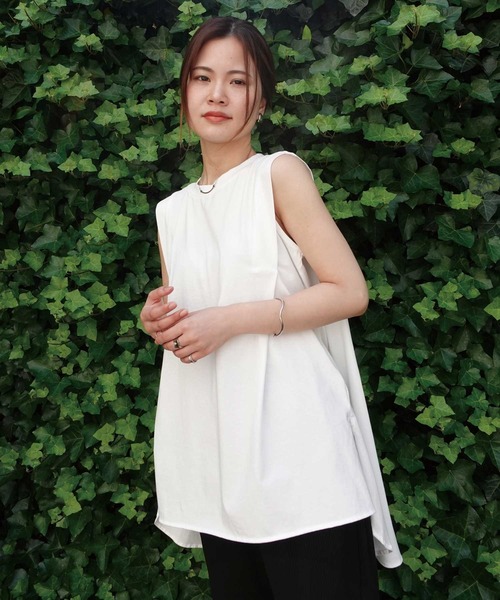 CORNERS（コーナーズ）の「シルケット天竺Aラインタンクチュニック（タンクトップ・レディース・グリーン/ホワイト/ブラック/ブルー/クリーム・M）」の13枚目の写真